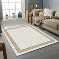 Ultra Minimalist Border Rug Modern Beige Frame Area Mat Neutral
