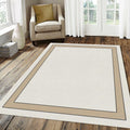 Ultra Minimalist Border Rug Modern Beige Frame Area Mat Neutral