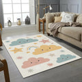 Cute Smiling Clouds & Rainbow Rug Pastel Nursery Area Mat Magic