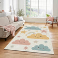 Cute Smiling Clouds & Rainbow Rug Pastel Nursery Area Mat Magic