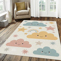 Cute Smiling Clouds & Rainbow Rug Pastel Nursery Area Mat Magic