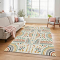 Modern Boho Tribal Rug Abstract Geometric Folk Art Area Mat