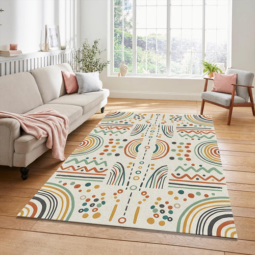 Modern Boho Tribal Rug Abstract Geometric Folk Art Area Mat