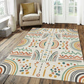 Modern Boho Tribal Rug Abstract Geometric Folk Art Area Mat