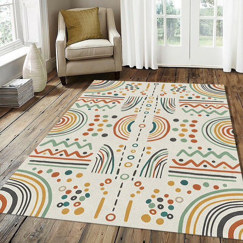 Modern Boho Tribal Rug Abstract Geometric Folk Art Area Mat