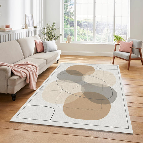 Modern Abstract Blobs Rug Minimalist Layered Organic Shapes Area