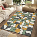 Bauhaus Geometric Rug Mid Century Modern Grid Area Mat Mustard