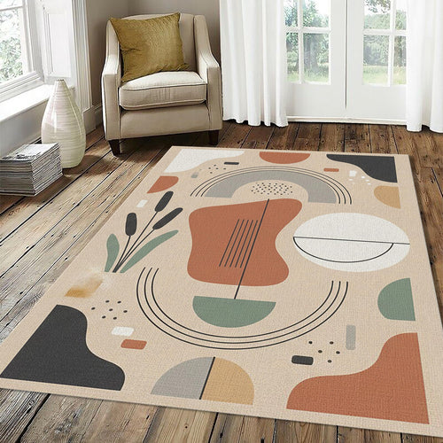 Modern Abstract Botanical Rug Mid Century Modern Area Mat