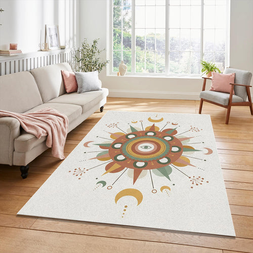 Mystic Celestial Eye Rug Sacred Geometry Mandala Area Mat Boho