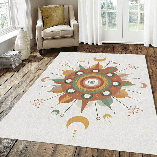 Mystic Celestial Eye Rug Sacred Geometry Mandala Area Mat Boho