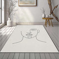 Minimalist One Line Face Rug Modern Woman Portrait Area Mat