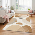 Modern Abstract Organic Shapes Rug Japandi Beige and Caramel Area