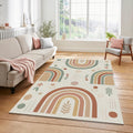Modern Boho Rainbow Rug Symmetrical Earth Tone Area Mat