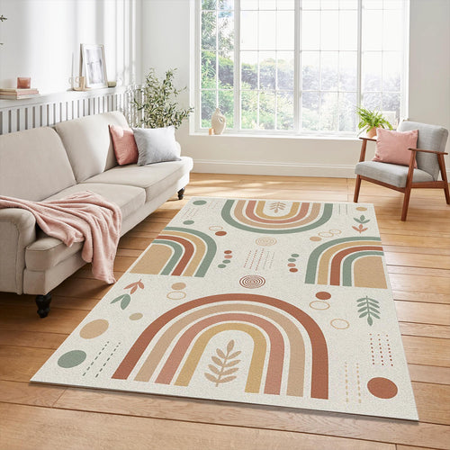 Modern Boho Rainbow Rug Symmetrical Earth Tone Area Mat
