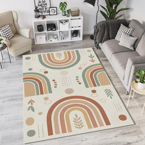 Modern Boho Rainbow Rug Symmetrical Earth Tone Area Mat