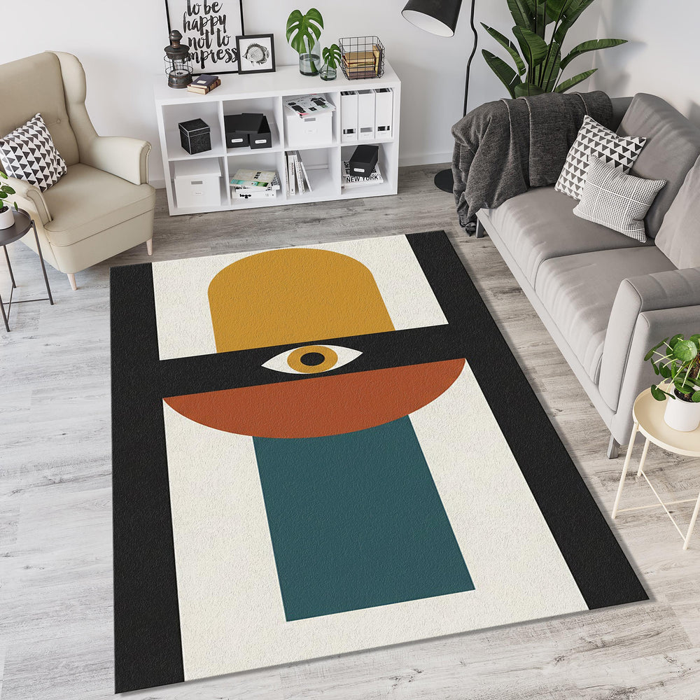 Bauhaus Eye Geometric Rug Mid Century Modern Abstract Area Mat