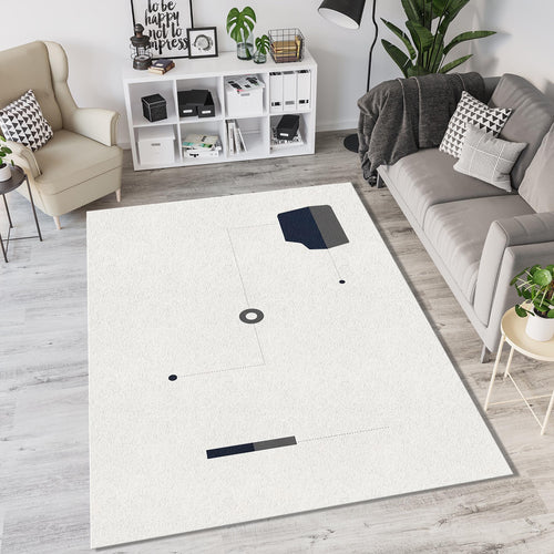 Modern Minimalist Circuit Rug Abstract Technical Schema Area Mat