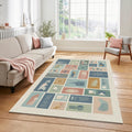 Modern Abstract Collage Rug Minimalist Earth Tone Grid Area Mat