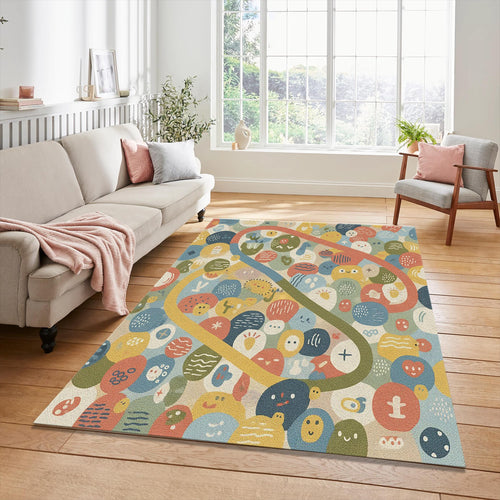 Colorful Playful Doodle Universe Rug
