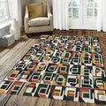 Modern Brutalist Geometric Rug Isometric 3D Pattern Area Mat Mid