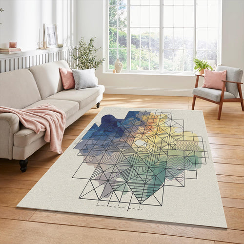 Modern Abstract Geometric Watercolor Rug