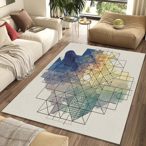Modern Abstract Geometric Watercolor Rug