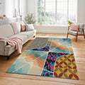 Modern Eclectic Patchwork Rug Abstract Multi-Pattern Area Mat