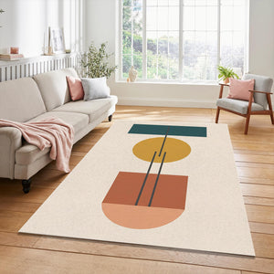 Bauhaus Geometric Area Rug Mid Century Modern Abstract Mat