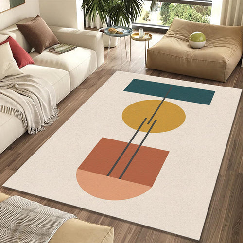 Bauhaus Geometric Area Rug Mid Century Modern Abstract Mat