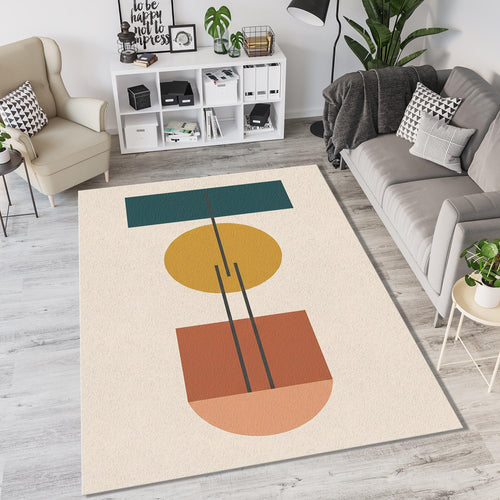 Bauhaus Geometric Area Rug Mid Century Modern Abstract Mat