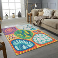Adventure Map Kids Rug Colorful Universe Playroom Area Mat Rocket