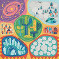 Adventure Map Kids Rug Colorful Universe Playroom Area Mat Rocket