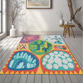 Adventure Map Kids Rug Colorful Universe Playroom Area Mat Rocket