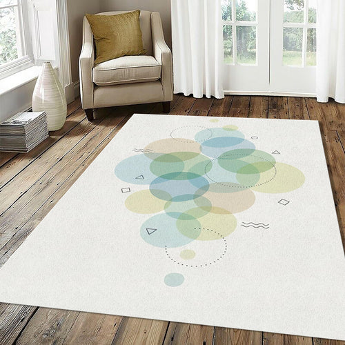 Minimalist Pastel Geometric Rug Abstract Overlapping Circles Area
