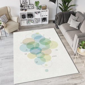 Minimalist Pastel Geometric Rug Abstract Overlapping Circles Area