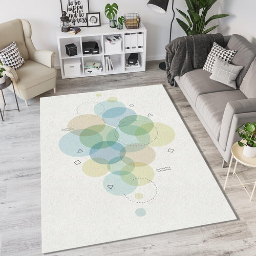 Minimalist Pastel Geometric Rug Abstract Overlapping Circles Area