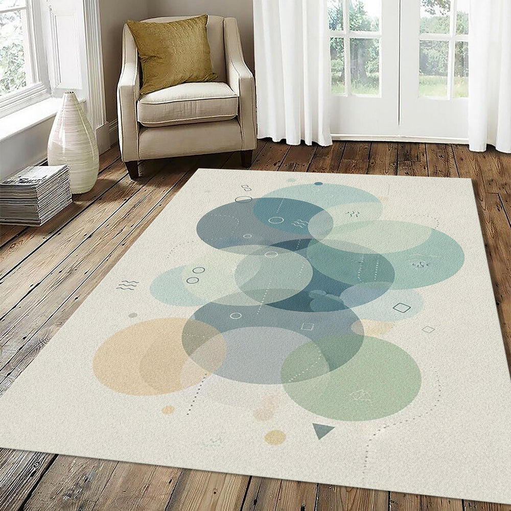Minimalist Slate Blue & Sage Green Rug