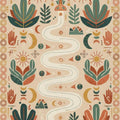 Modern Folk Tribal Path Rug Ethnic Boho Symbols Area Mat