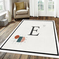 Minimalist Letter E Rug Modern Typography Initial Area Mat
