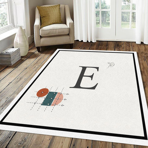 Minimalist Letter E Rug Modern Typography Initial Area Mat