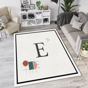 Minimalist Letter E Rug Modern Typography Initial Area Mat