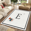 Minimalist Letter E Rug Modern Typography Initial Area Mat