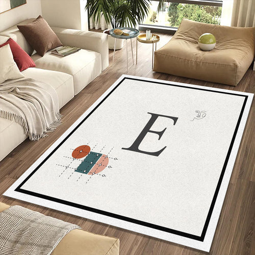 Minimalist Letter E Rug Modern Typography Initial Area Mat