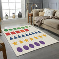 Educational Shapes Kids Rug Colorful Geometry Nursery Area Mat