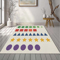 Educational Shapes Kids Rug Colorful Geometry Nursery Area Mat