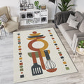 Modern Kitchen Utensils Rug Minimalist Culinary Totem Area Mat