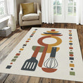 Modern Kitchen Utensils Rug Minimalist Culinary Totem Area Mat