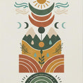 Modern Boho Celestial Rug Sun and Moon Nature Area Mat Terracotta