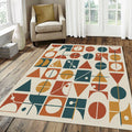Modern Bauhaus Geometric Rug Mid Century Modern Grid Area Mat