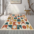 Modern Bauhaus Geometric Rug Mid Century Modern Grid Area Mat